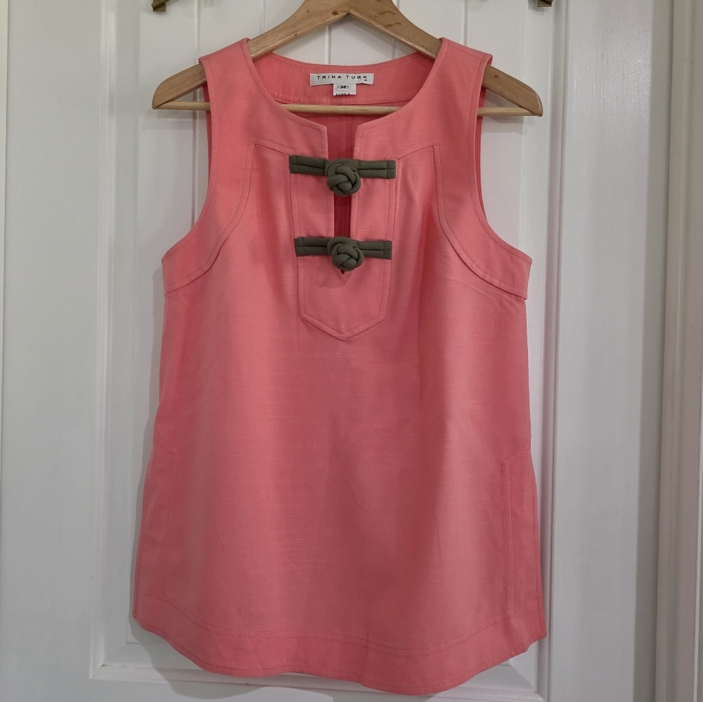 NWOT Trina Turk Sample‎ Sleeveless Linen Pink Tunic Top Medium